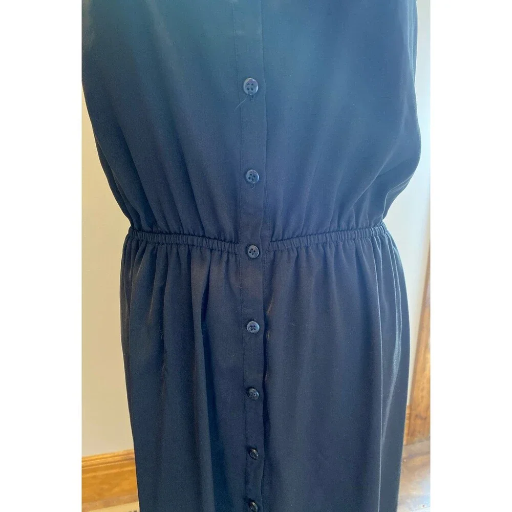 Swimsuit‎ Coverup Dress Plus Size 1X Black Sheer Button Front Elastic Waist